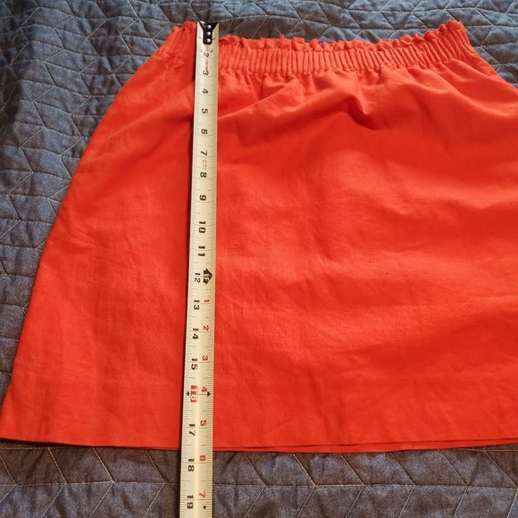 J. Crew Factory Sz 4 Red Linen Cotton Pull On Mini Skirt Lined Pockets - Picture 10 of 10